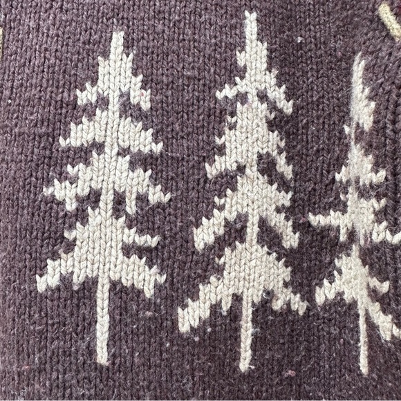Mandal Bay Patchwork Tree Knit Sweater Red Brown Beige Fall Y2K Cottagecore M - Picture 5 of 10
